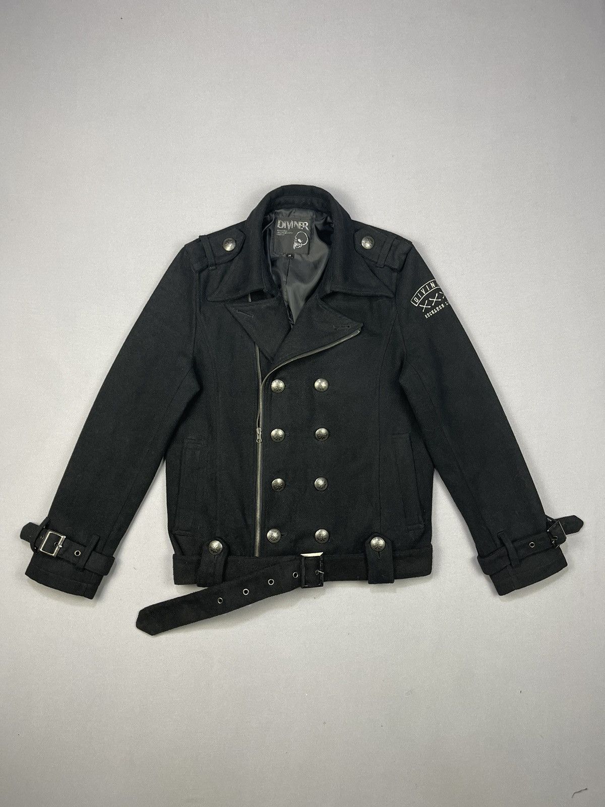 Japanese Brand Skull🔥 DIVINER Double Breasted Wool Biker Jacket Size US M / EU 48-50 / 2 - 1 Thumbnail