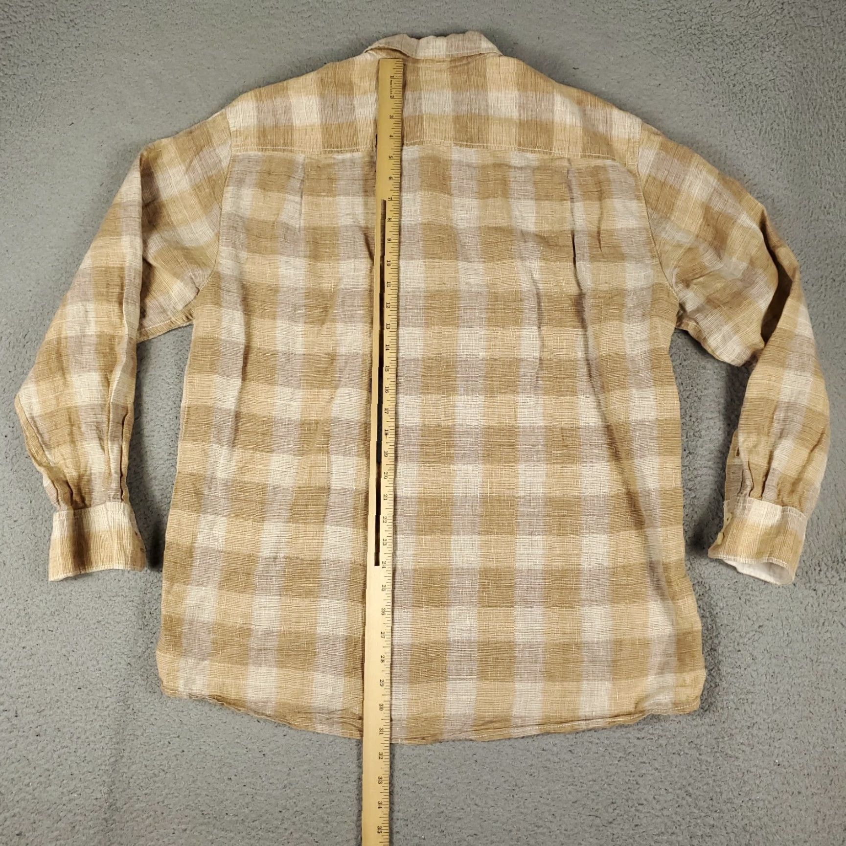 Tommy Bahama Tommy Bahama Shirt Mens Large Brown Check Linen Button Up Long Sleeve Size US L / EU 52-54 / 3 - 4 Thumbnail