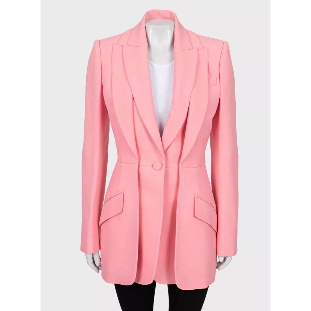 Alexander McQueen Alexander McQueen Double-Collar Pink Wool Blazer - IT42/M Size M / US 6-8 / IT 42-44 - 1 Thumbnail