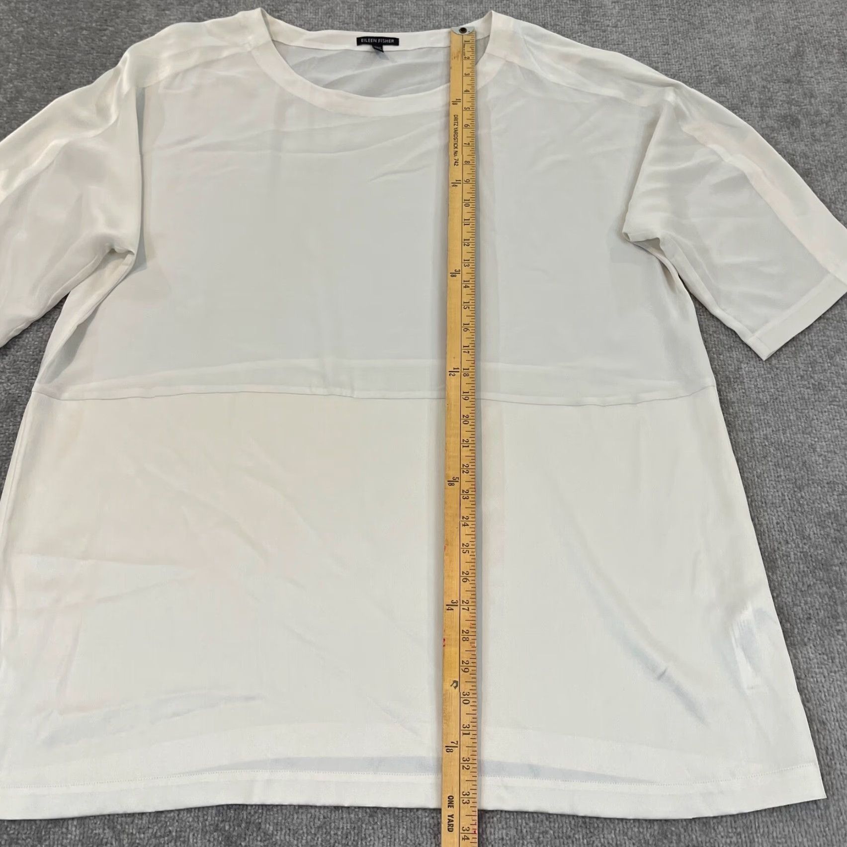 Eileen Fisher EILEEN FISHER Dress Womens XL Ivory White Silk Lightweight Shift Boat Neck Casual Formal Size XL / US 12-14 / IT 48-50 - 3 Thumbnail