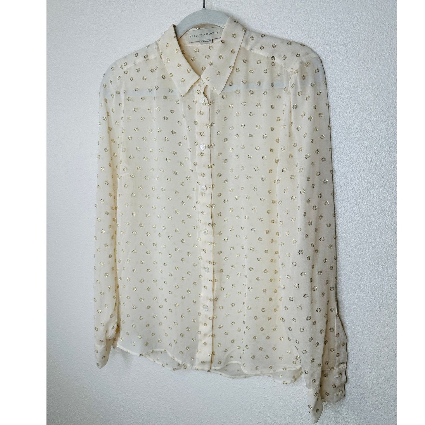 Stella McCartney Stella McCartney Cream Gold Polka Dot Button Blouse 44 / L Size L / US 10 / IT 46 - 2 Thumbnail