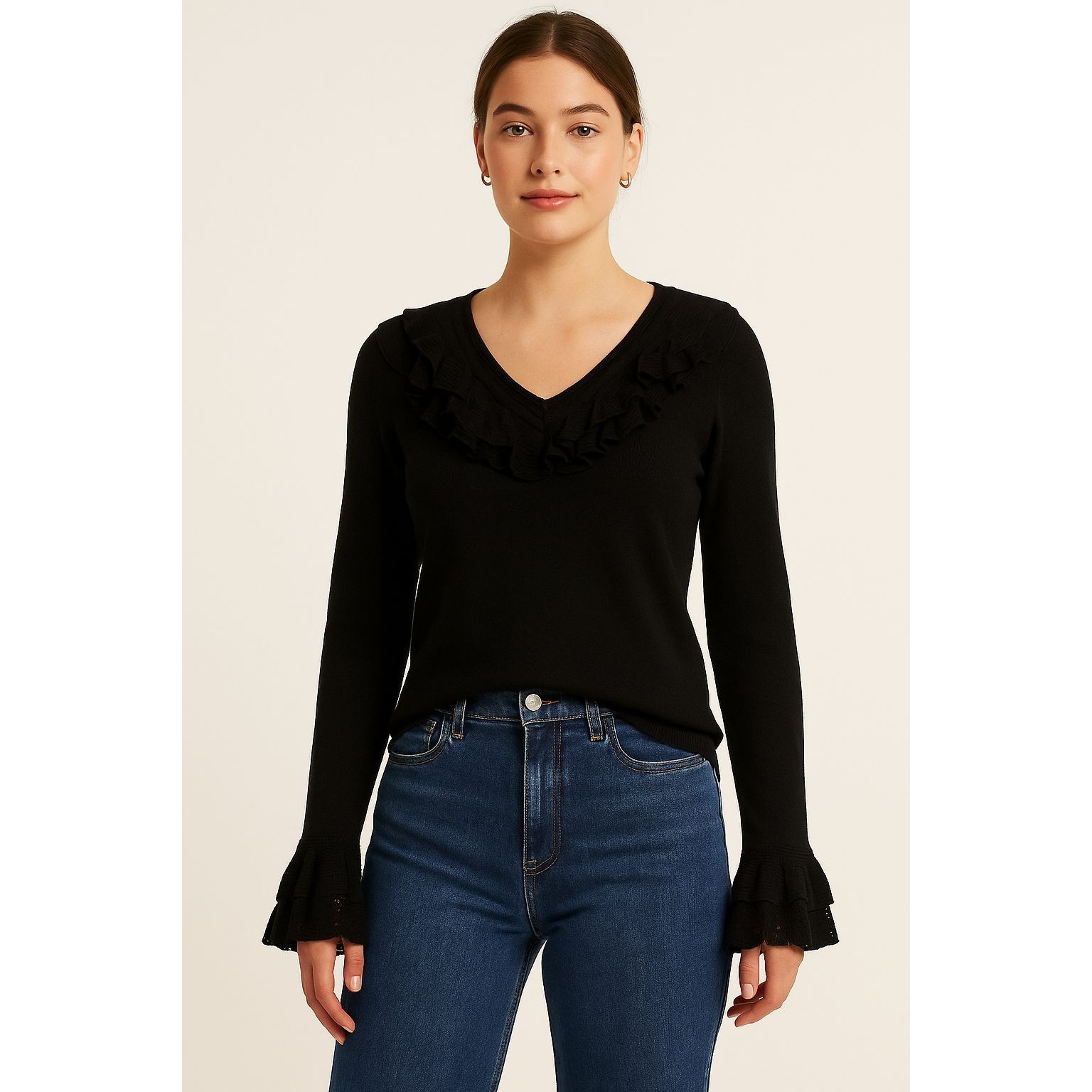 Ralph Lauren Ralph Lauren Black Label Ruffle Sweater M – Dark Academia Wh Size XL / US 12-14 / IT 48-50 - 1 Thumbnail