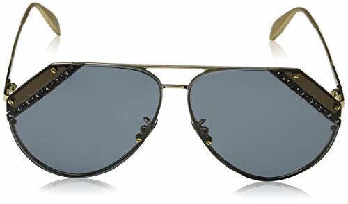 Alexander McQueen New Vintage McQueen Aviator Gold Blue Cut Lenses AM0117 003 Size ONE SIZE - 5 Thumbnail
