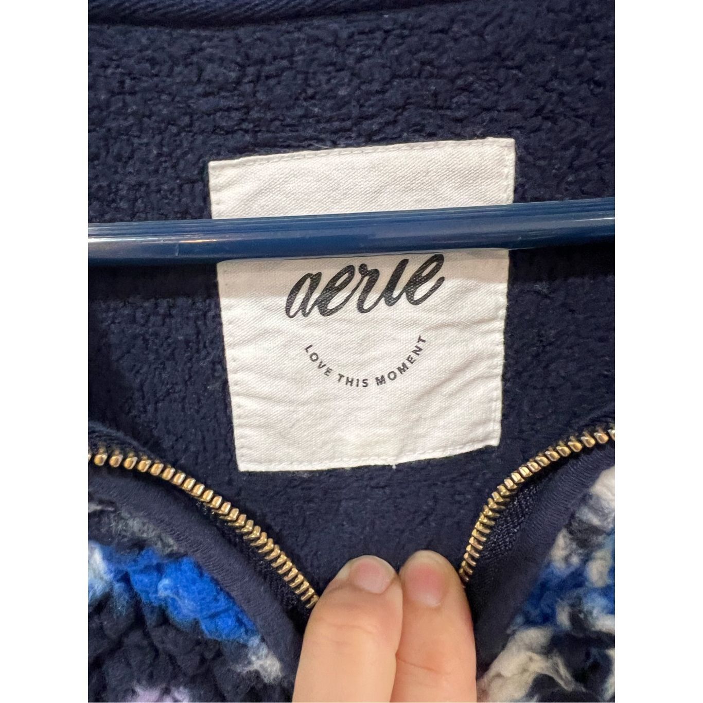 Other Aerie Hometown Holiday Quarter Zip Sweatshirt Blue Fleece Size M/L Size L / US 10 / IT 46 - 4 Thumbnail