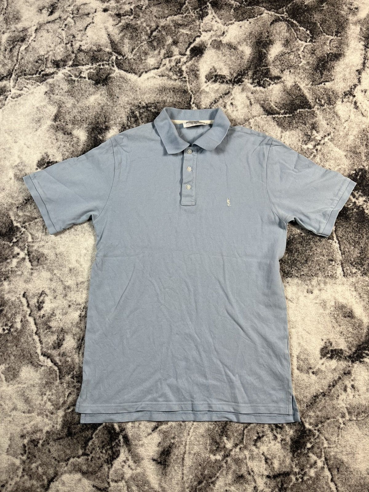 Yves Saint Laurent Yves Saint Laurent Polo Shirt Light Blue Minimal Size US M / EU 48-50 / 2 - 1 Thumbnail