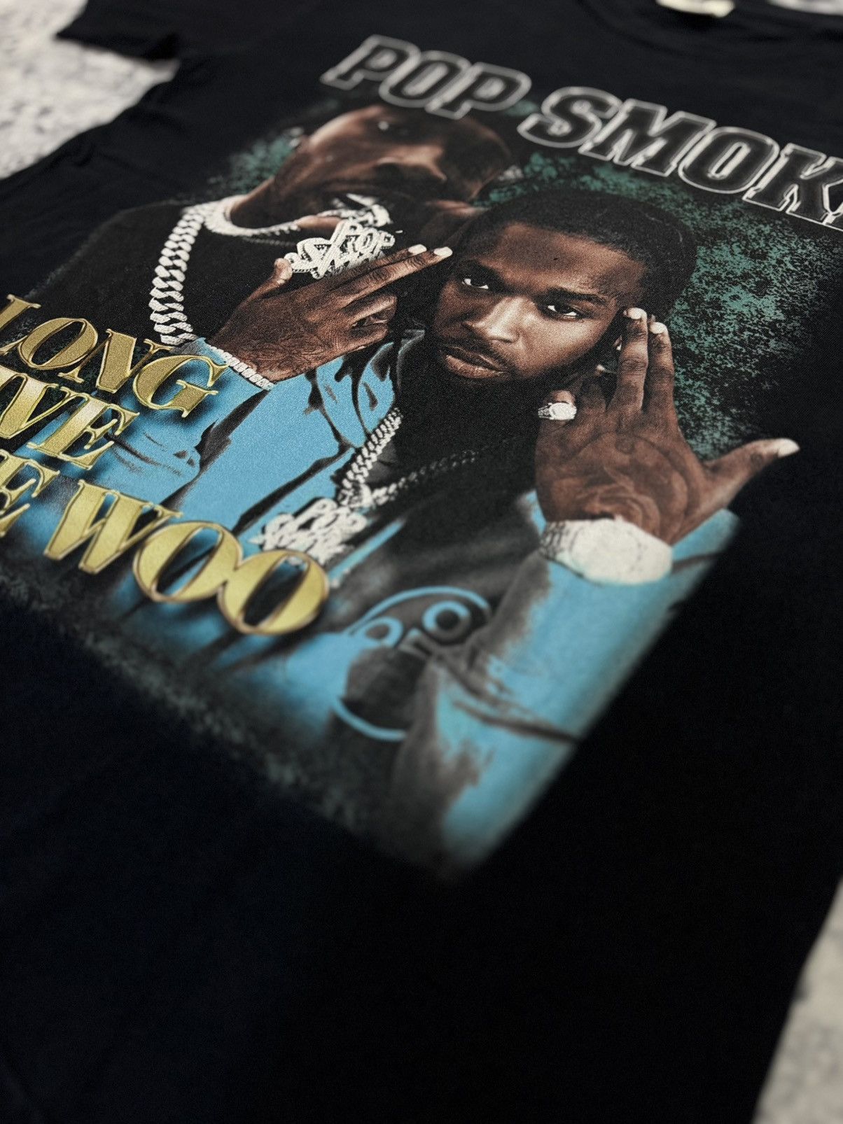 Rap Tees POP SMOKE LONG LIVE THE WOO HIP HOP TEE Size US L / EU 52-54 / 3 - 3 Thumbnail