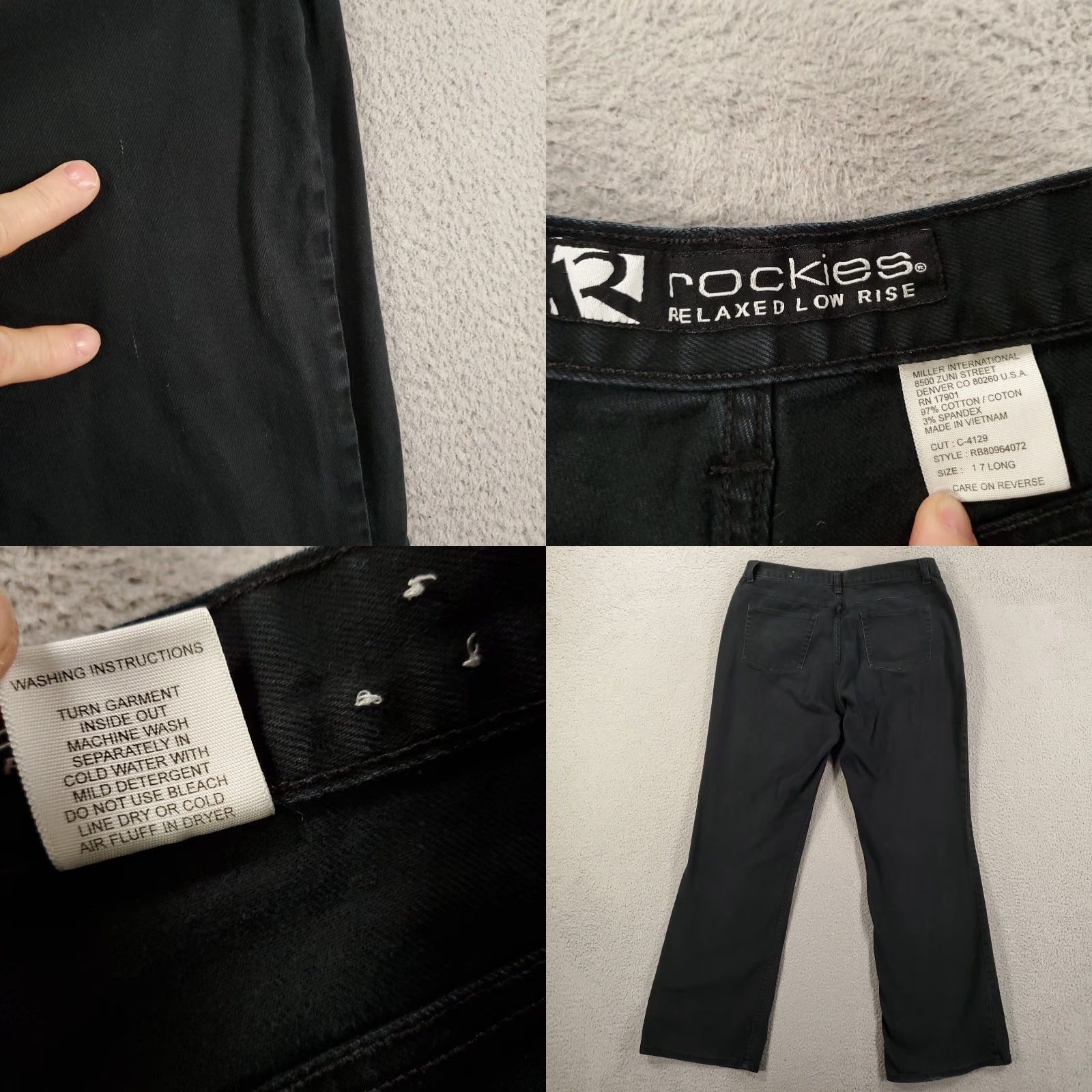 Vintage Rockies Jeans Womens Juniors 17 Long 36x32 Relaxed Low Rise Y2K Boot Cut Denim Black 5-Pocket Womens jeans 90s Southwestern Cowboy Logo Rocks Rockies Size 25" / US 0 / IT 36 - 8 Thumbnail
