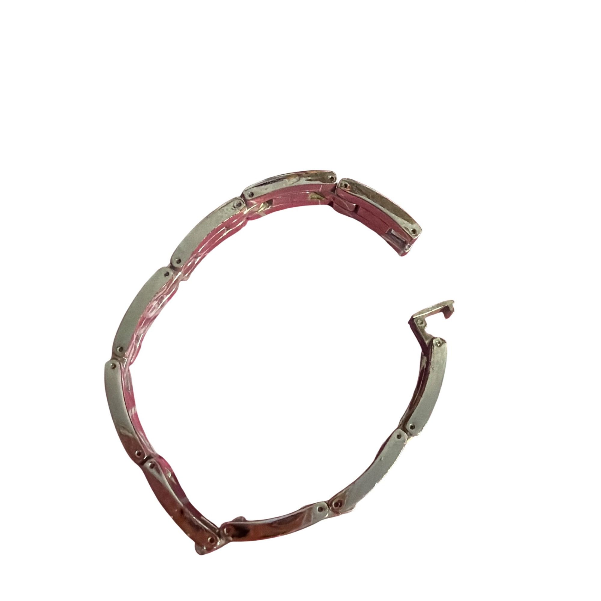 Other Silver Gold Tone Stainless Steel Link Bracelet Fold Over Cla Size ONE SIZE - 3 Thumbnail