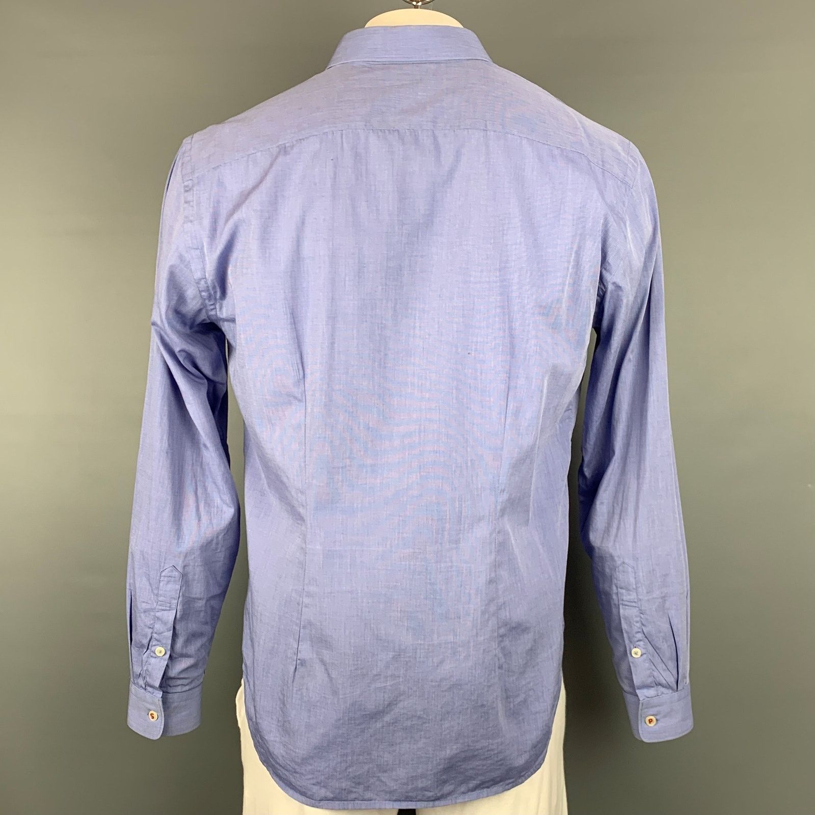 Paul Smith Size L Blue Cotton One Peter Pan Collar Long Sleeve Shirt Size US L / EU 52-54 / 3 - 3 Thumbnail