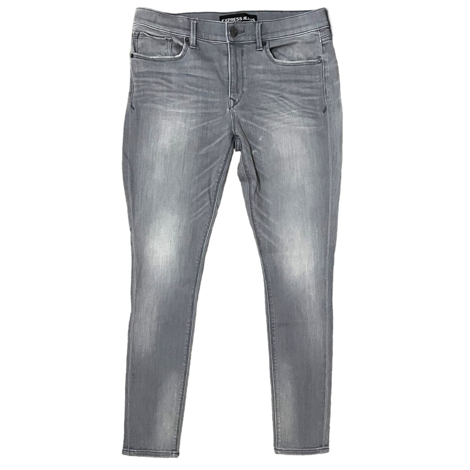 Express Light Gray Mid Rise Legging Jegging Stretch Jeans Size 34" / US 12 / IT 48 - 6 Thumbnail