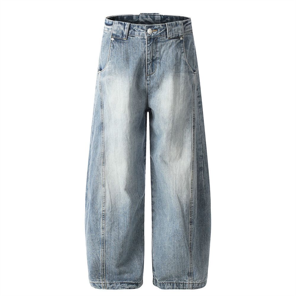Japanese Brand × Jean Retro loose wide-leg punk split stitching scimitar jeans Size US 34 / EU 50 - 1 Thumbnail