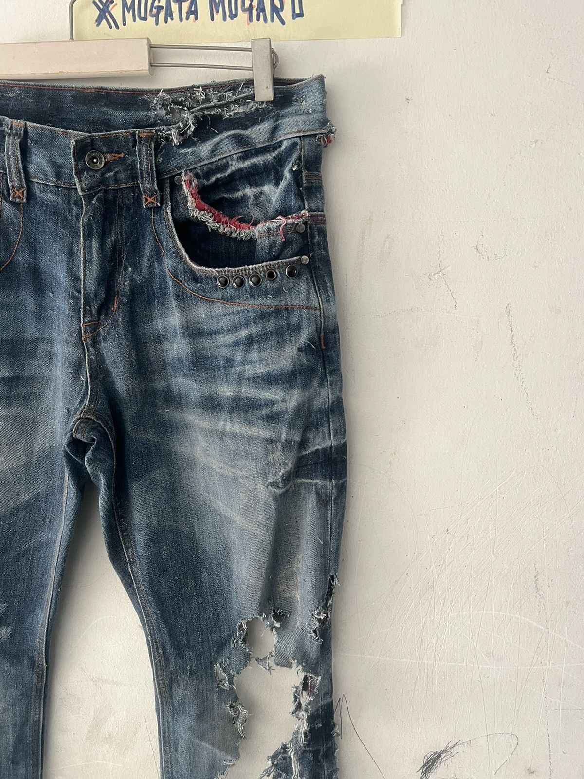 Hysteric Glamour SUPER THRASHED🔥SEMANTIC DESIGN RIPPED DENIM KURT KOBAIN Size US 33 - 5 Thumbnail