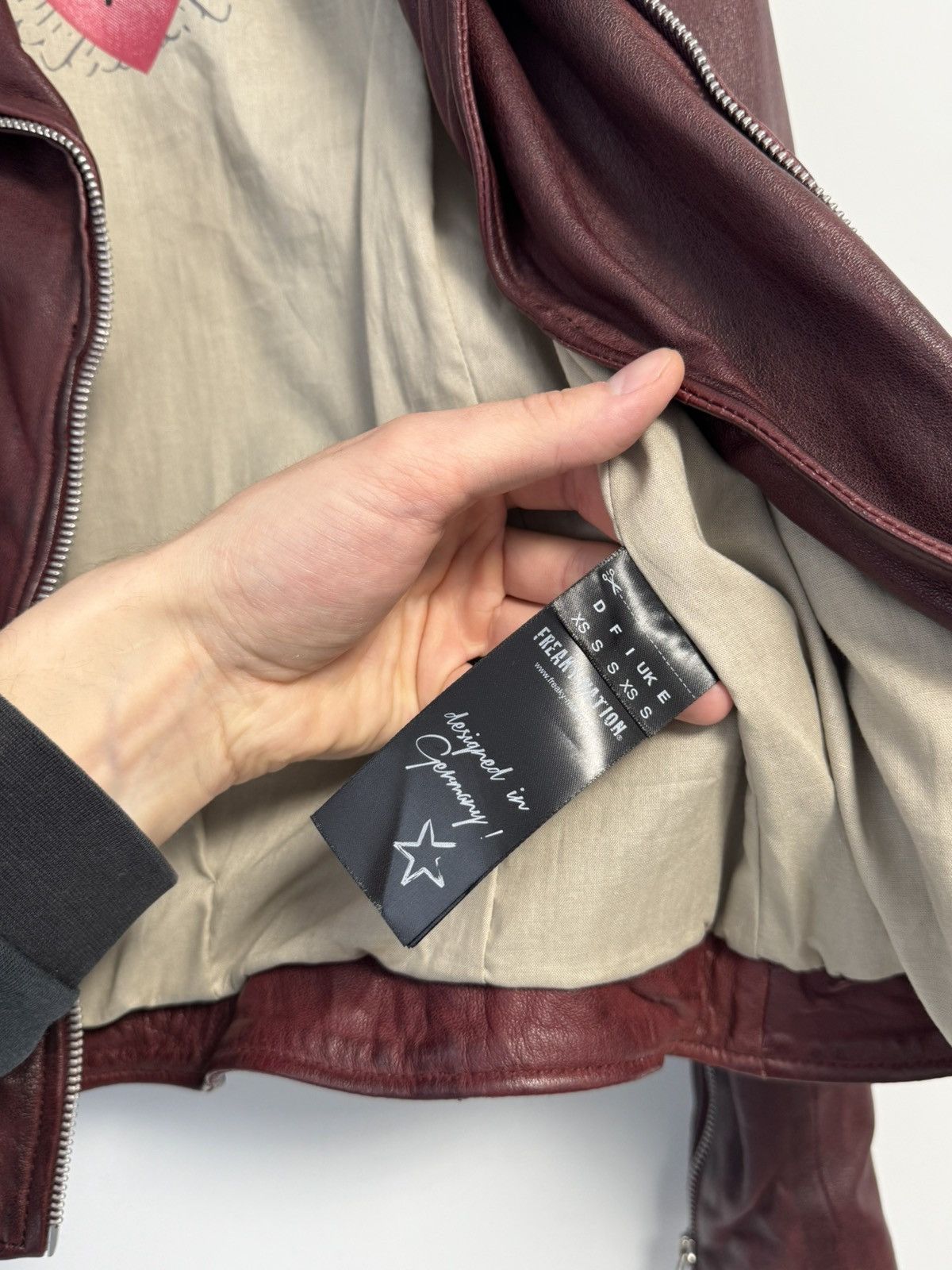 Japanese Brand × Vintage Freaky Nation Leather Biker Jacket Red Leather Women’s Size XS / US 0-2 / IT 36-38 - 15 Thumbnail