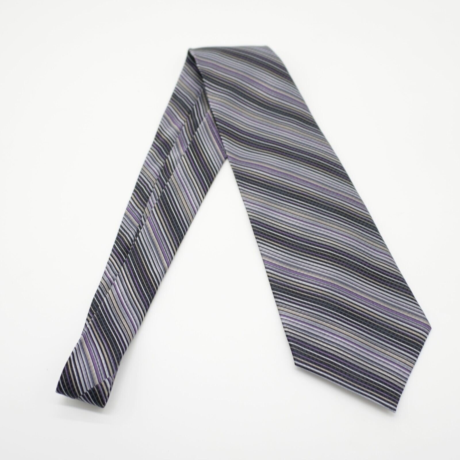 Van Heusen Van Heusen Black Purple Tan Striped Print Stain Resistant Wi Size ONE SIZE - 7 Thumbnail