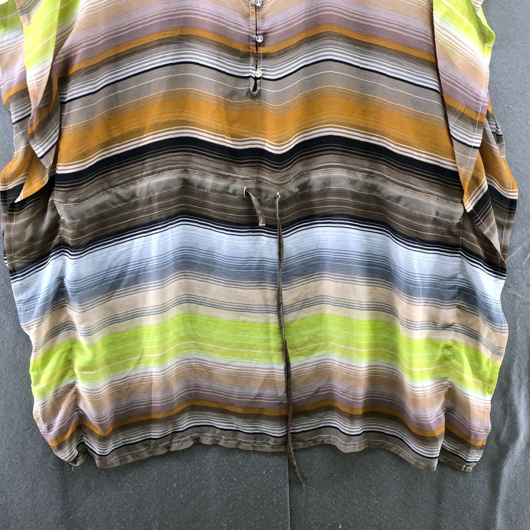 Vintage VINTAGE Echo Chiffon Poncho Kaftan Top Womens OS Yellow Striped Beachy Boho Tunic Size ONE SIZE - 4 Thumbnail