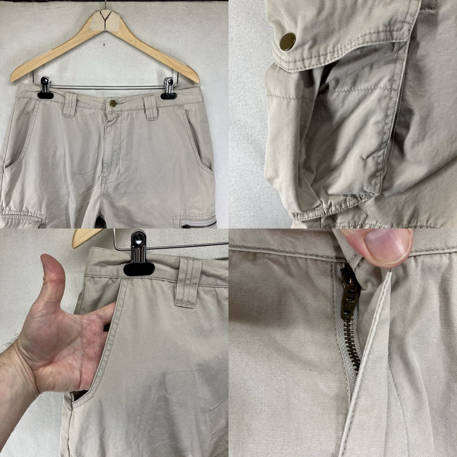 UFC VINTAGE UFC Ultimate Fighter Cargo Shorts Men 34 Beige Cotton 34x12 MMA Embroidered Logo, Relaxed Fit, Mid Rise, Canvas, USA, y2k, 90s, Casual Mens Size US 34 / EU 50 - 8 Thumbnail