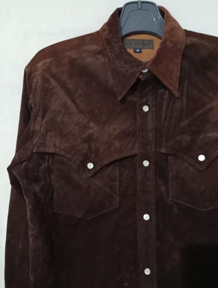 Tornado Mart 🇯🇵Five Pocket Mitsumine Shiny Leather Velour Shirts Size US M / EU 48-50 / 2 - 4 Thumbnail
