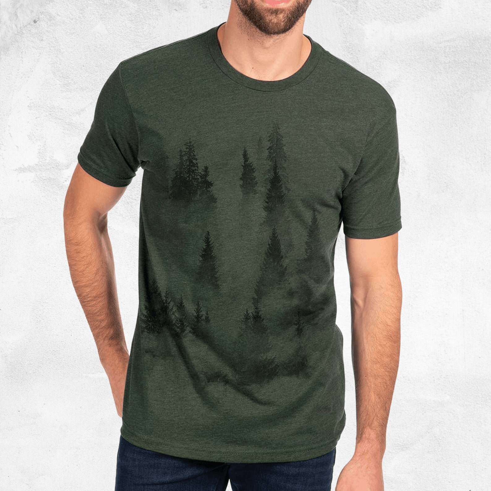 Designer × Vintage Men’s Graphic Tees – Cloudy Forest Screen-Printed T-Shirt Size US M / EU 48-50 / 2 - 3 Thumbnail