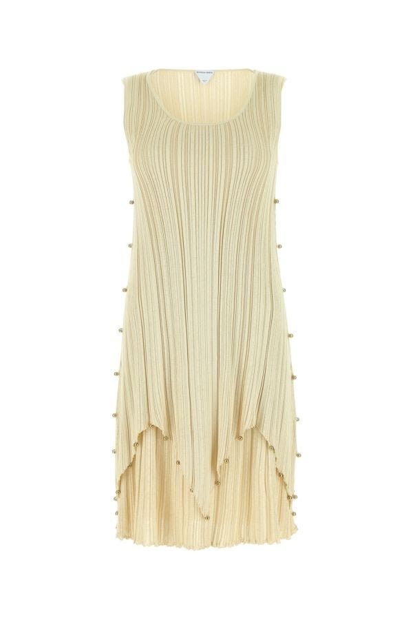 Bottega Veneta o1n1vont0325 Viscose Pilsse 2 in 1 Dress in Camomile Size L / US 10 / IT 46 - 1 Thumbnail