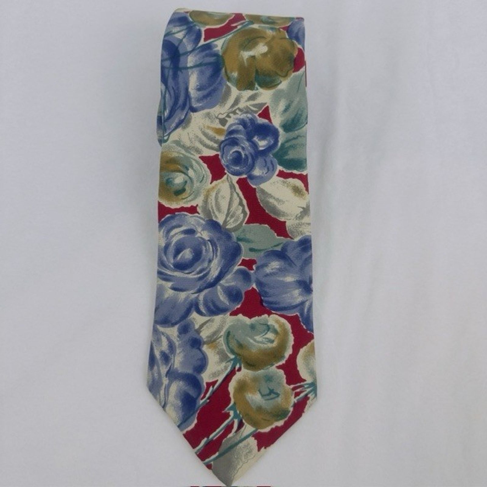 Van Heusen Van Heusen 417 Necktie Red/Blue/Green Floral Silk Preppy Size ONE SIZE - 9 Thumbnail