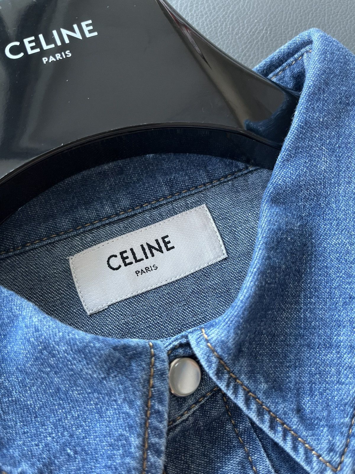Celine × Hedi Slimane Brand New Rare Classic Hedi Slimane Celine Denim Shirt Size US XL / EU 56 / 4 - 21 Thumbnail