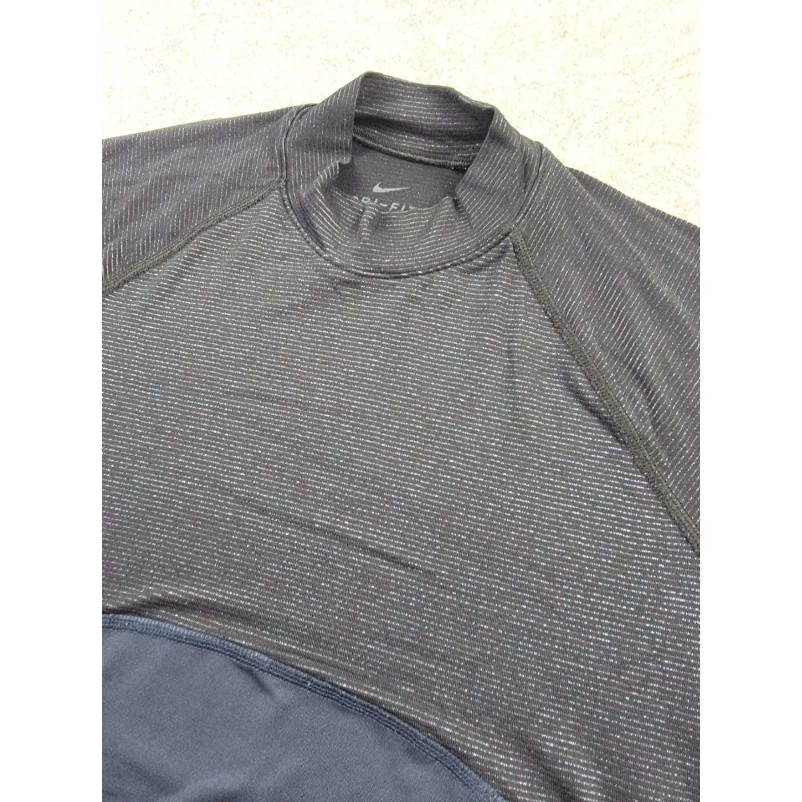 Nike Nike Dri-Fit Shirt Womens Large Blue Black Glitter Long Sleeve Pullover Lined Size L / US 10 / IT 46 - 2 Thumbnail