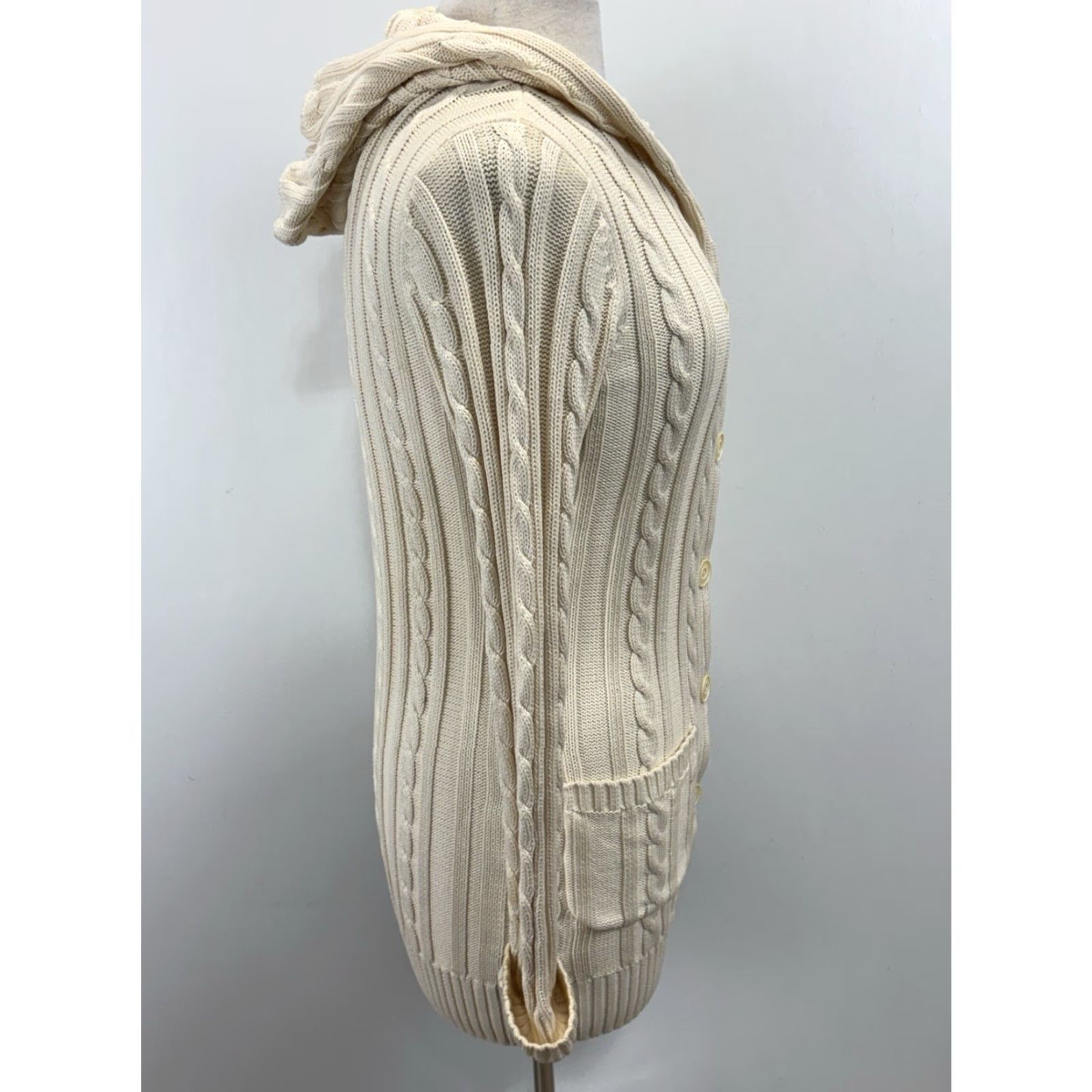 Vineyard Vines Vineyard Vines Cardigan Sweater Women’s S Ivory Hood Fisherman Coast Knit Cable-Knit Hooded Long Sleeve Nautical Preppy Classic Coastal Dress: None Size S / US 4 / IT 40 - 4 Thumbnail