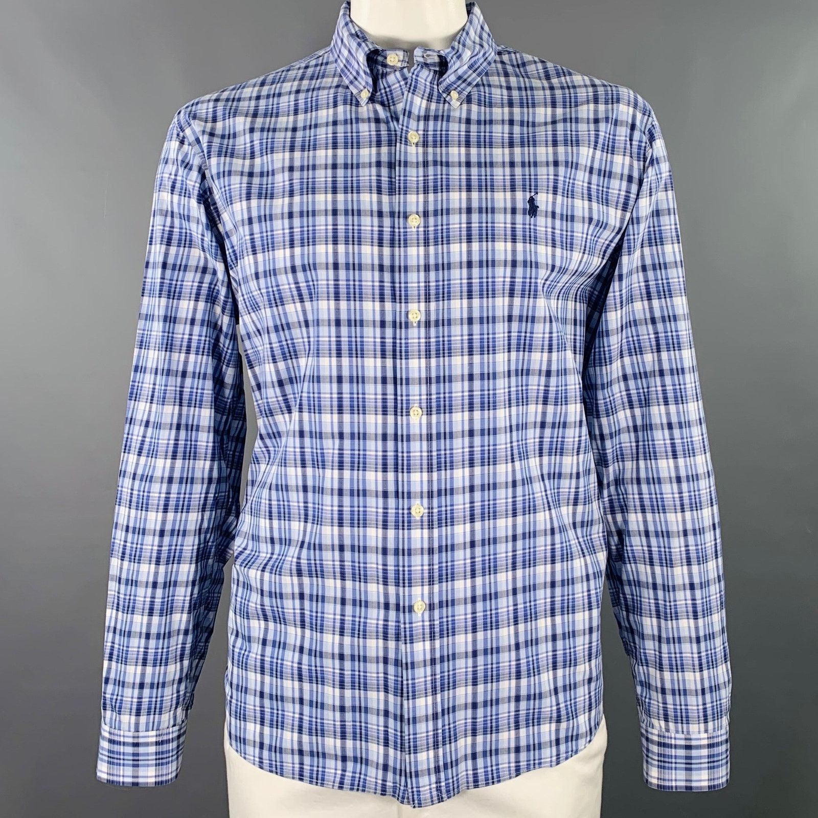Ralph Lauren Blue Grey Plaid Cotton Button Down Long Sleeve Shirt Size US XXL / EU 58 / 5 - 1 Thumbnail