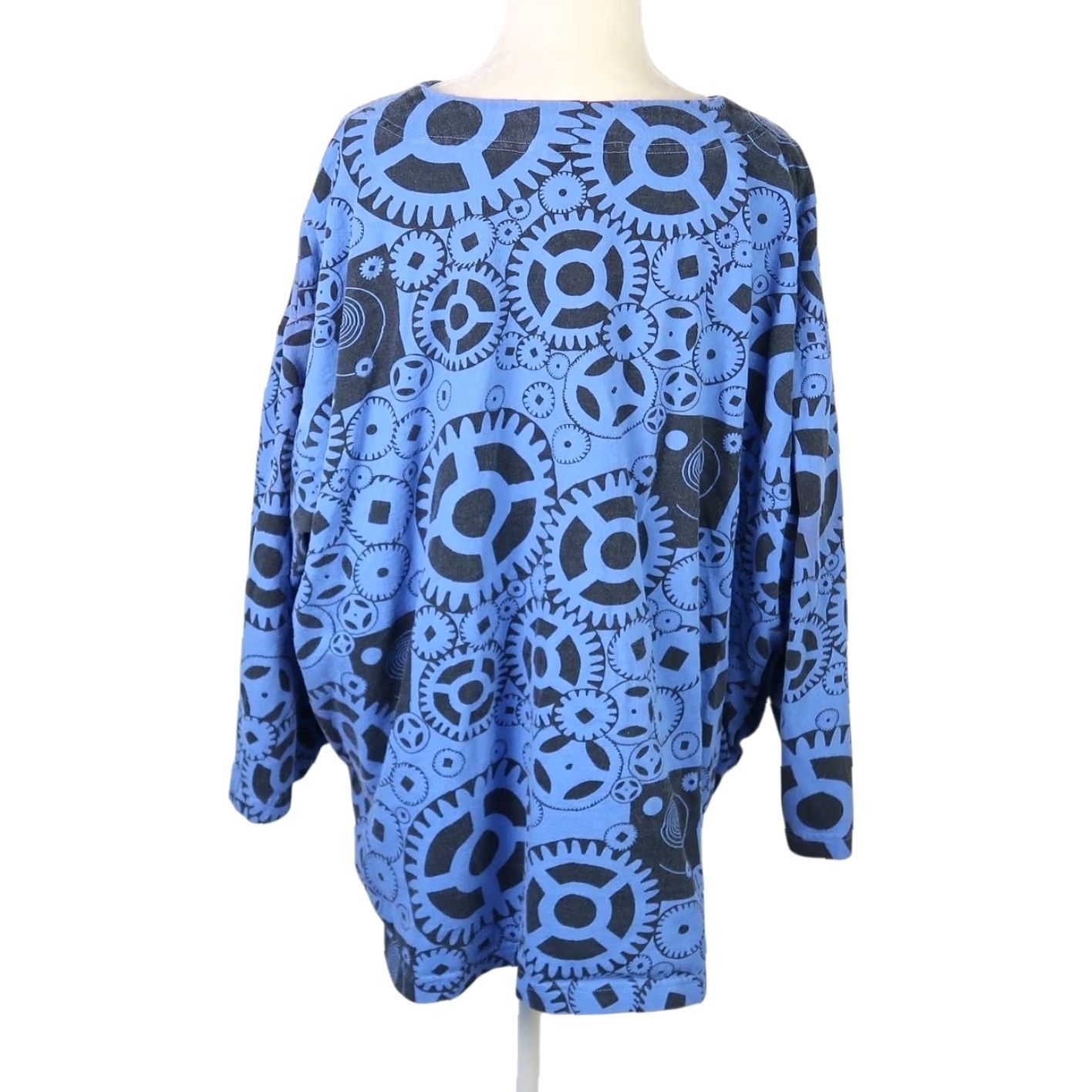 Brandblack VINTAGE 90s Cotton & Company Gear Print Cardigan Sweater Women's XL Blue Black Button Front 100% Cotton Seasonal Fall Spring 80s 90s Womens Size XL / US 12-14 / IT 48-50 - 4 Thumbnail