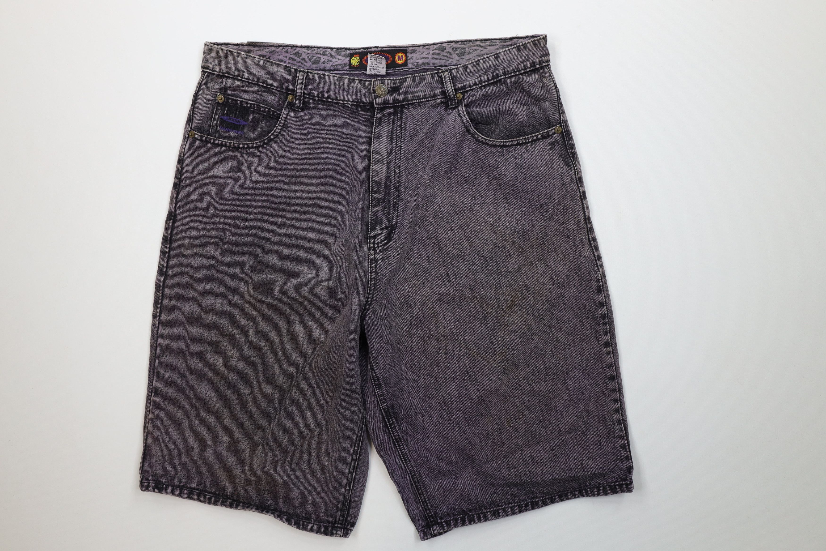 Vintage Vintage 90s Streetwear Fit Acid Wash Denim Shorts Purple Size US 38 / EU 54 - 1 Thumbnail