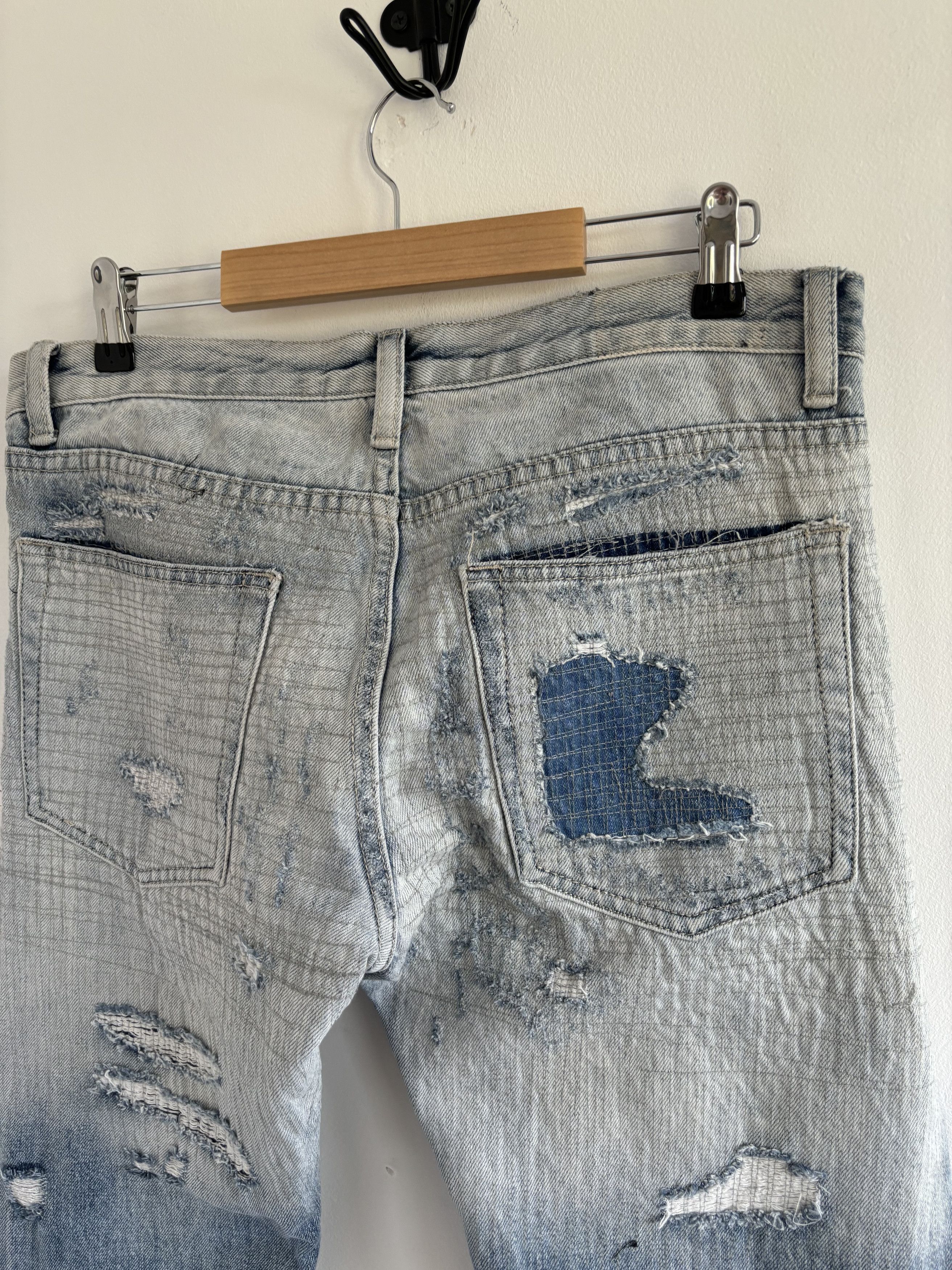 Other Custom Made Flared Distressed Boro Washed Jeans Size US 31 - 15 Thumbnail