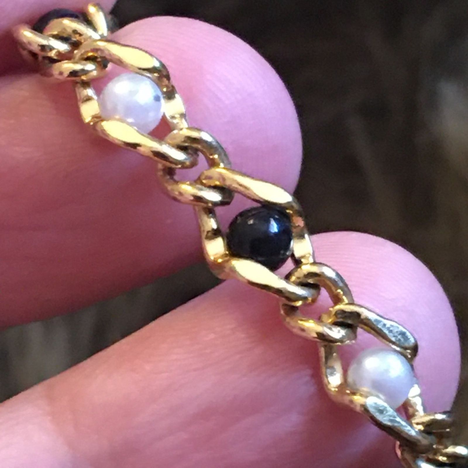 Vintage Vintage caged pearl gold tone link bracelet Size ONE SIZE - 7 Thumbnail