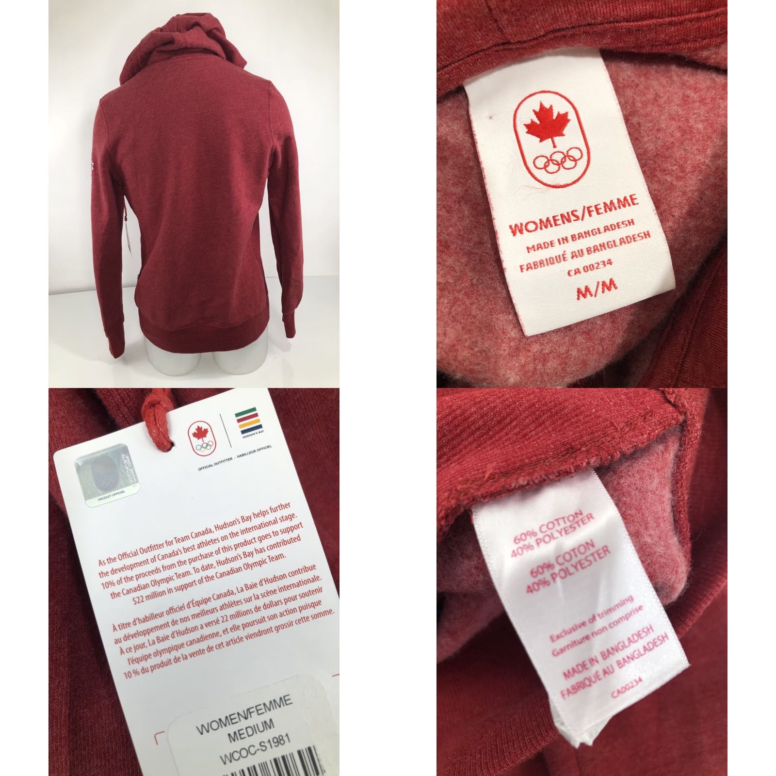 Vintage CANADA OLYMPICS - Embroidered Womens Md. Full Zip Hoodie Jacket Hoodie Red MD Womens LL Size M / US 6-8 / IT 42-44 - 8 Thumbnail