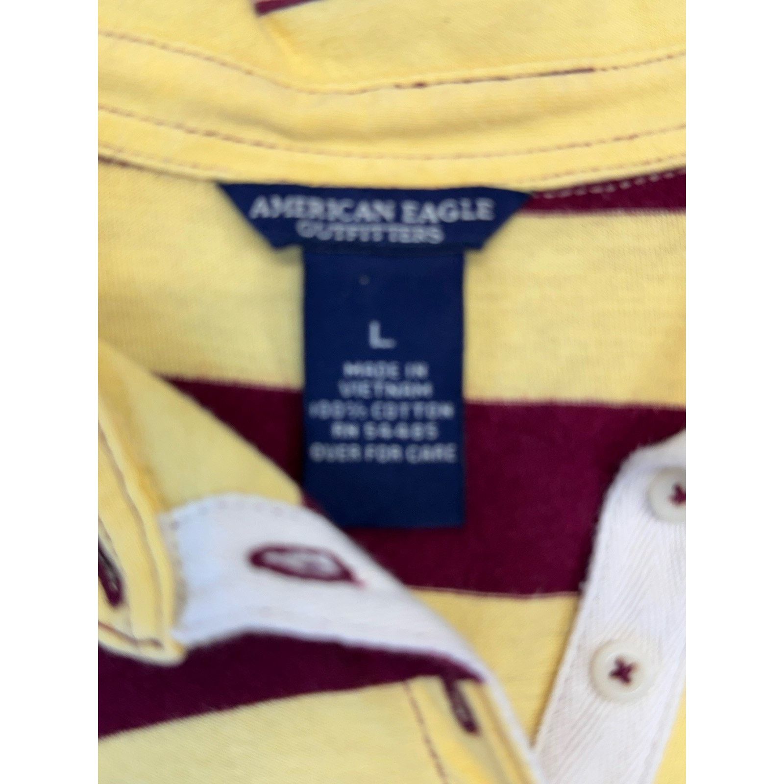 American Eagle Outfitters American Eagle Girl's L Striped Yellow Polo Shirt Size L / US 10 / IT 46 - 3 Thumbnail