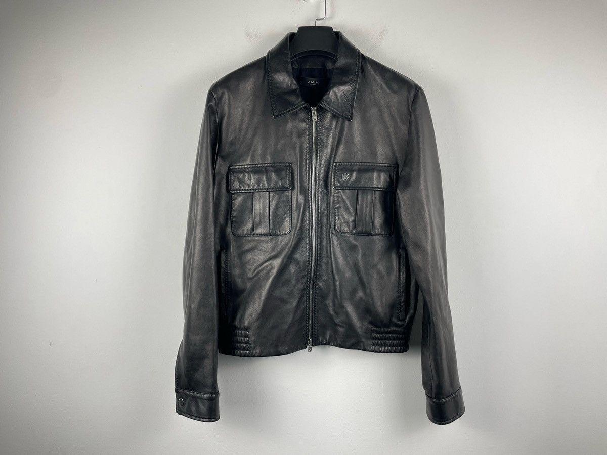 Amiri AMIRI Embroidered Collar Leather Jacket Size US M / EU 48-50 / 2 - 7 Thumbnail