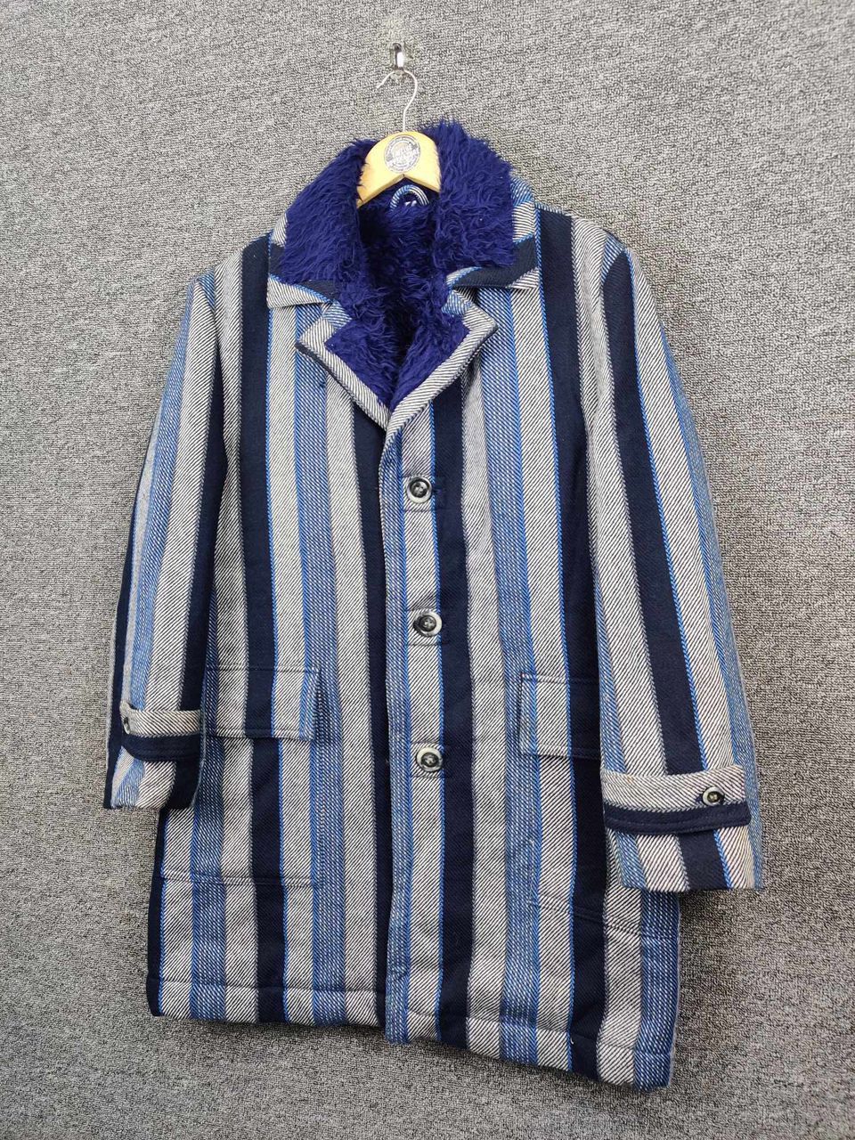 The Unbranded Brand Vintage Striped Shearling Baja Style Long Jacket Size US L / EU 52-54 / 3 - 2 Thumbnail