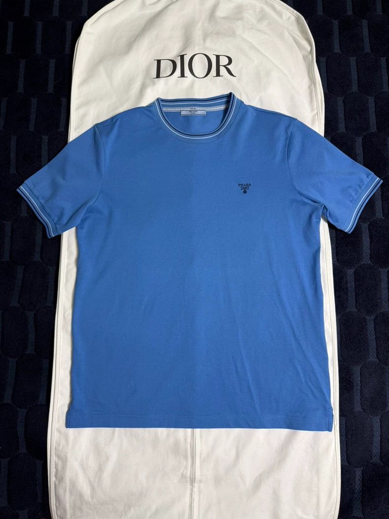 Prada Prada Embroidered logo blue knitted short sleeves 2502-Next Size US L / EU 52-54 / 3 - 1 Thumbnail