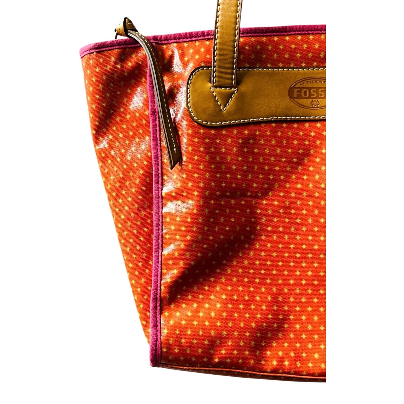 Fossil Fossil Key-Per Shopper Tote Bag Purse Coral Diamond Coated Canvas W/Wallet New Women Large Leather Handles Summer Couture 100% Nylon? Size L / US 10 / IT 46 - 6 Thumbnail