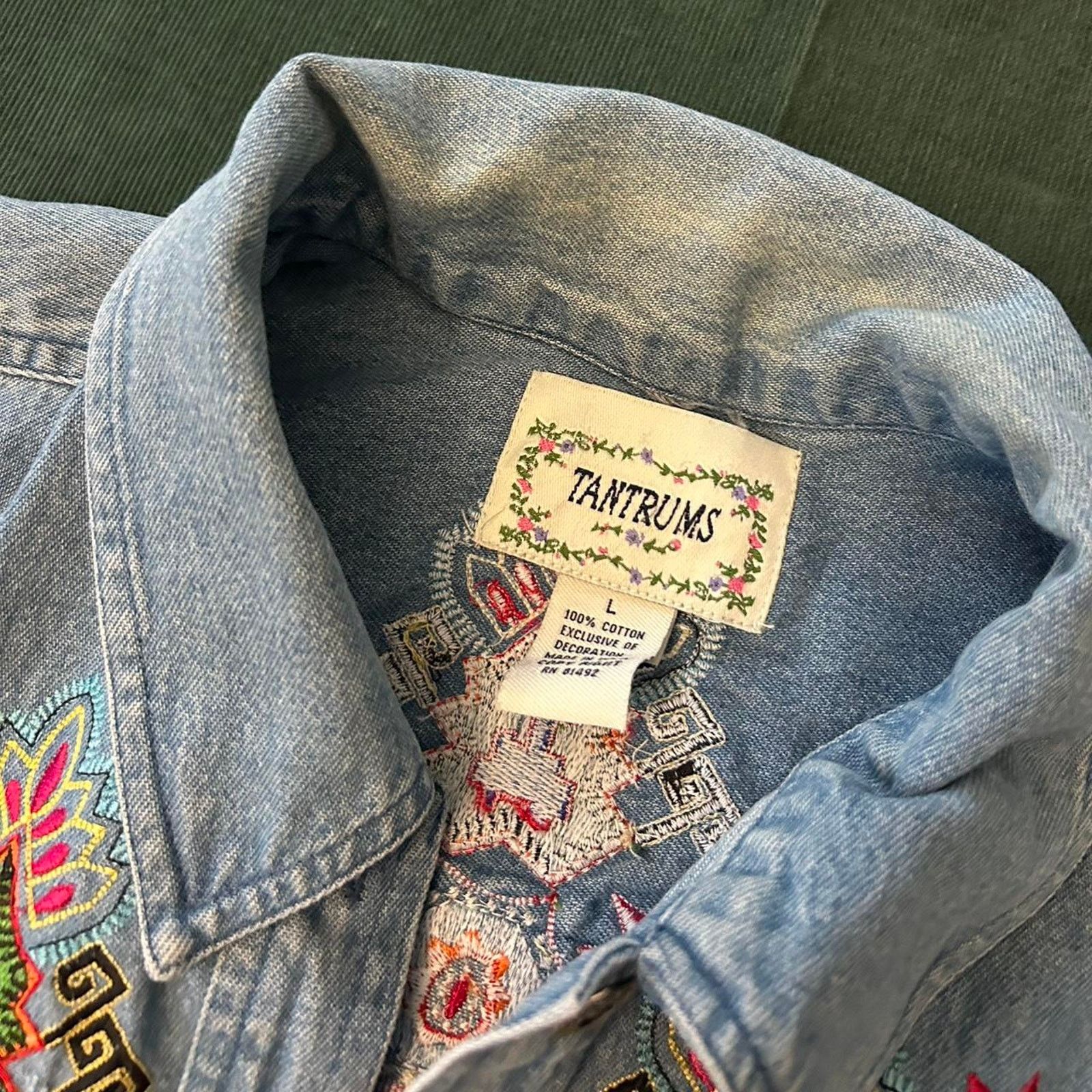 Other Vintage tantrums embroidered denim jacket Size L / US 10 / IT 46 - 3 Thumbnail