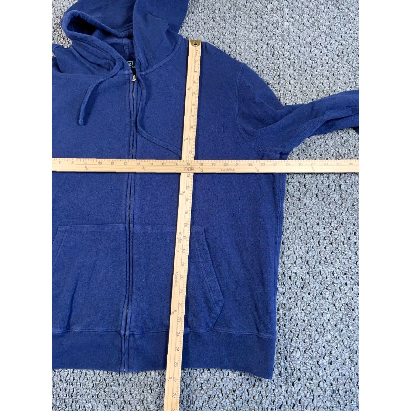 Polo Ralph Lauren Polo Ralph Lauren Hoodie Full Zip Adult XL Dark Blue Pique Cotton Embroidered Pony Heavyweight Relaxed Fit Mens 90s Retro Size US XL / EU 56 / 4 - 4 Thumbnail