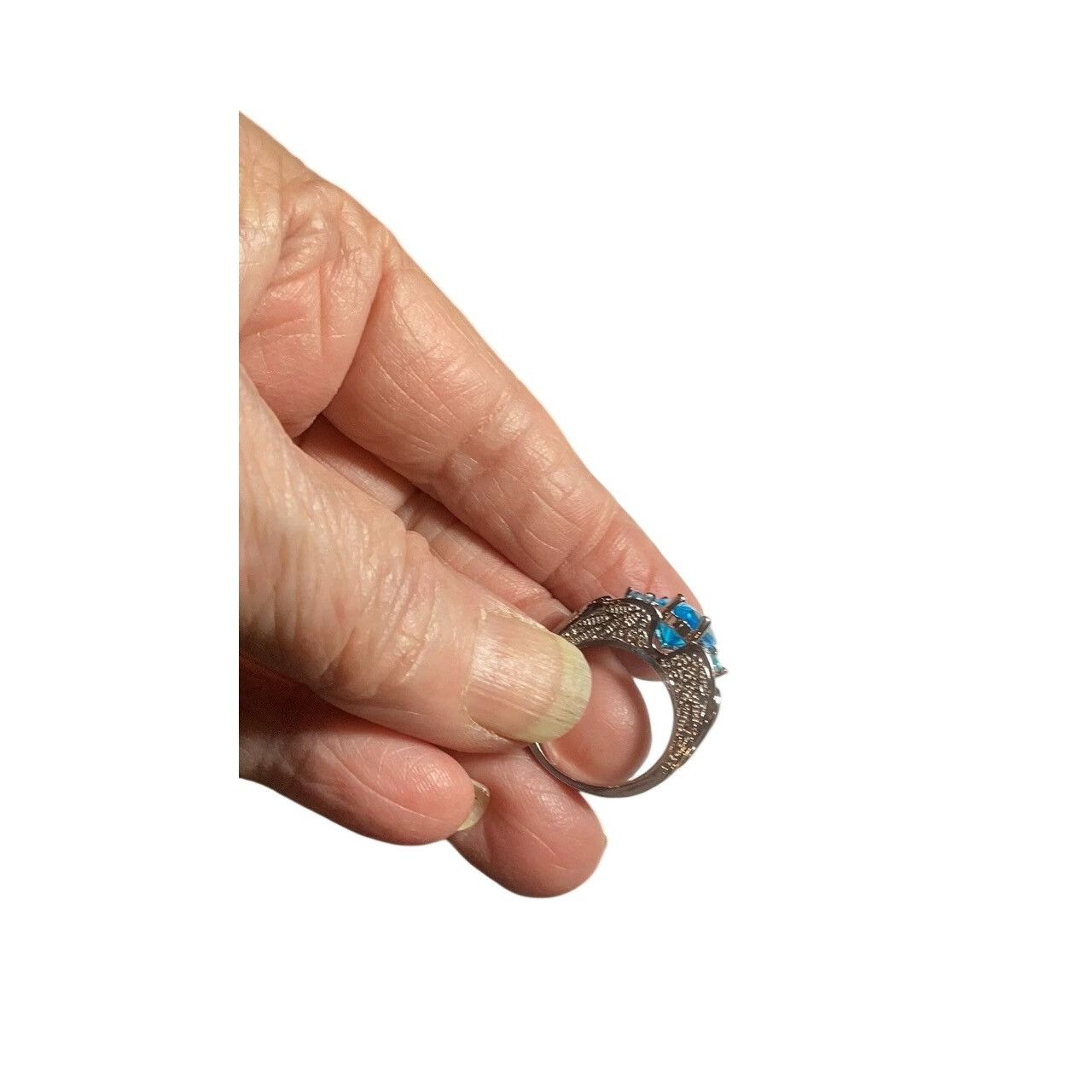Other Blue Topaz Heart .925 Silver Ring Intricate Filigree Size 9 Size ONE SIZE - 9 Thumbnail