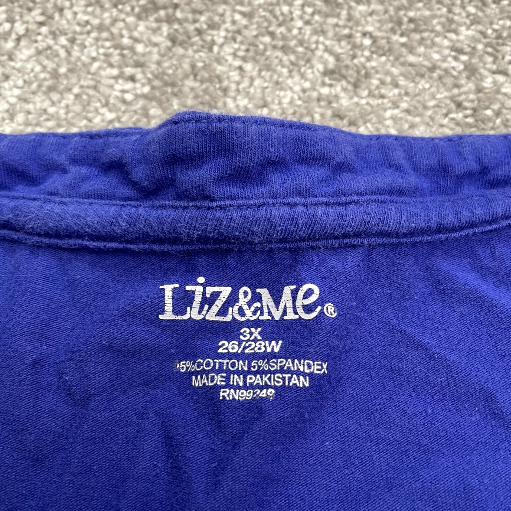 Vintage Liz & Me T-Shirt Womens 3XL Blue Crew Neck Short Sleeve Basic Tee Plus Size Cotton Spandex Classic Logo Tee - Casual Comfort Womens Size XXL / US 16-18 / IT 52-54 - 5 Thumbnail