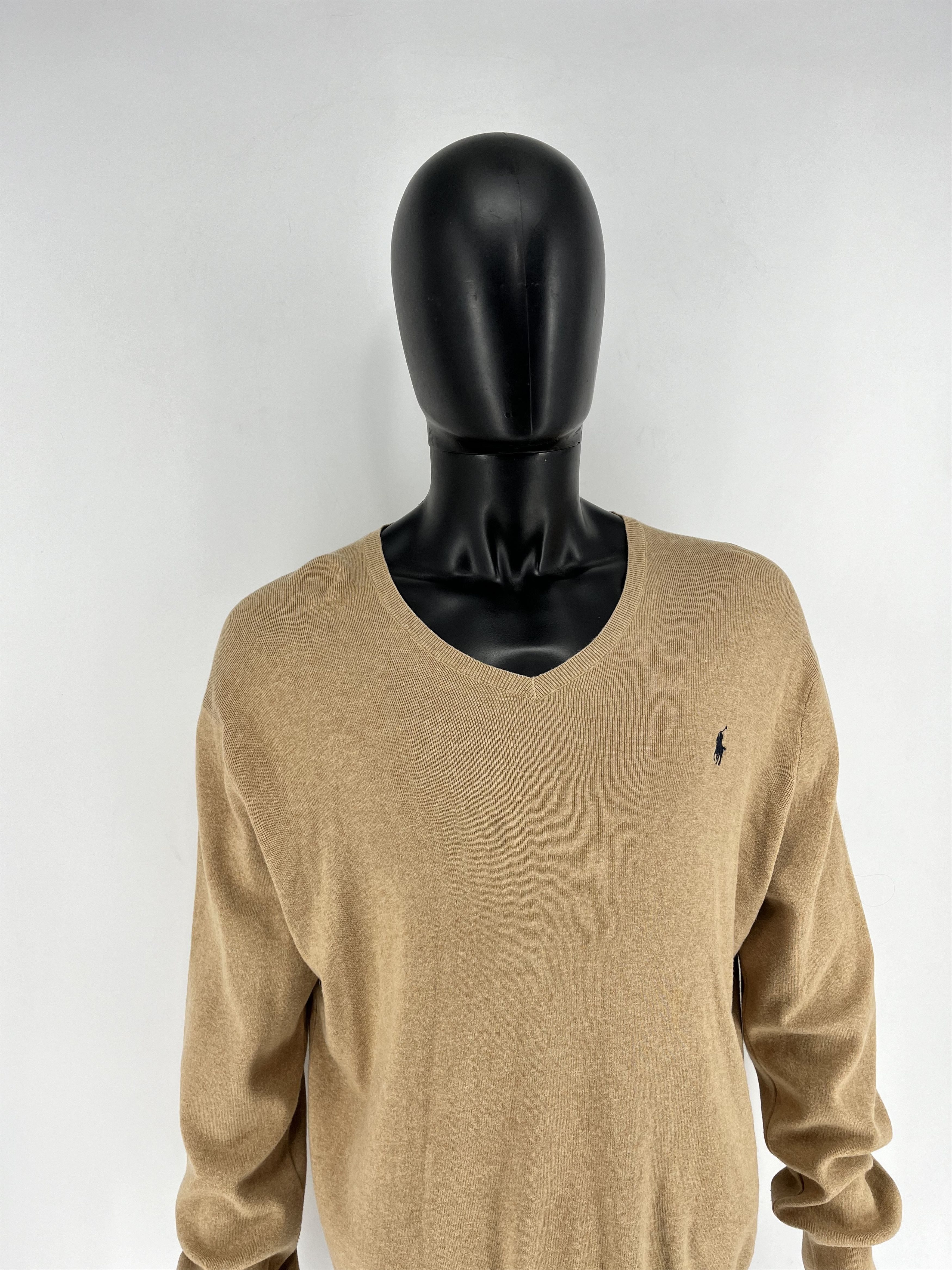 Polo Ralph Lauren Vintage Polo Ralph Lauren V-Neck Sweater 90s beige Size US XL / EU 56 / 4 - 4 Thumbnail