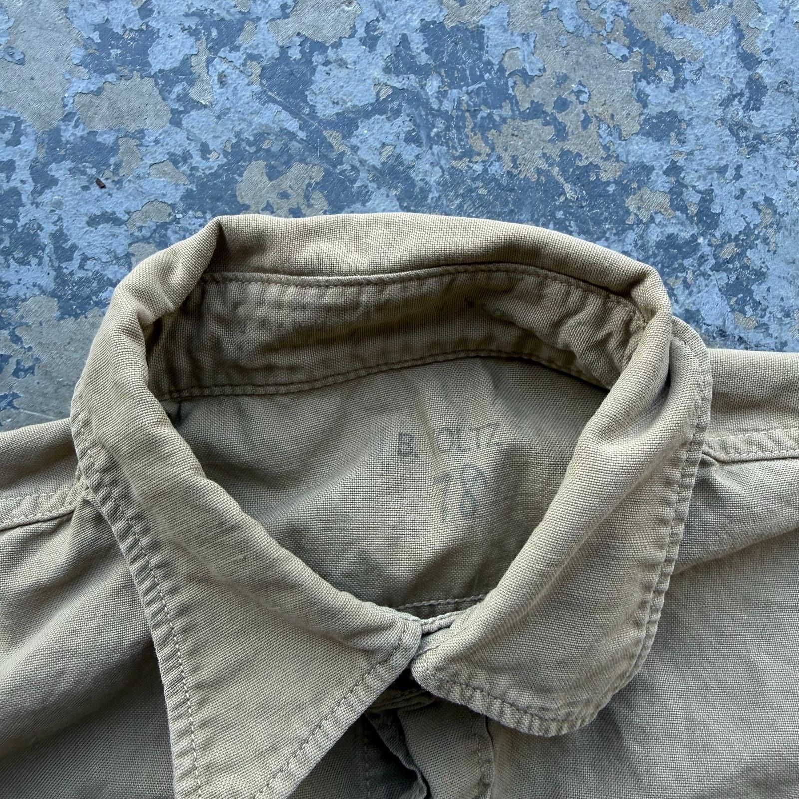 Vintage USMC Khaki Cotton Shirt 40s Vtg WW2 Size US S / EU 44-46 / 1 - 2 Thumbnail