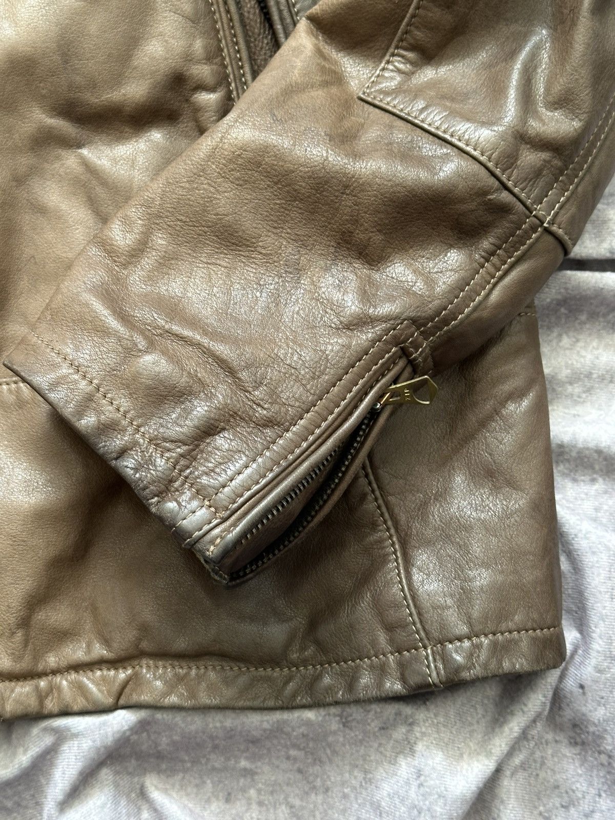 Giorgio Armani Armani Jeans Mens Leather Jacket Brown Full Zip Heavyweight Size US M / EU 48-50 / 2 - 4 Thumbnail