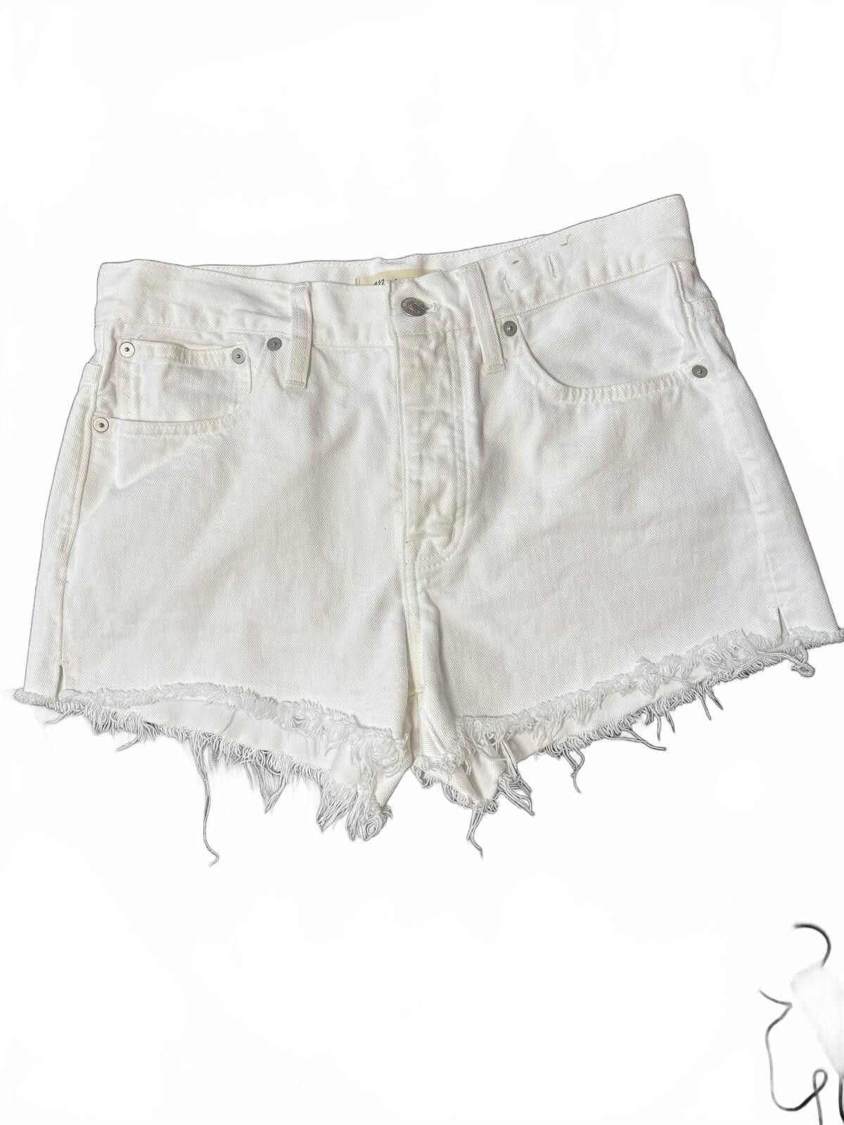 Madewell White Denim Cutoff Shorts with Frayed Hem 25 Size 30" / US 8 / IT 44 - 1 Thumbnail