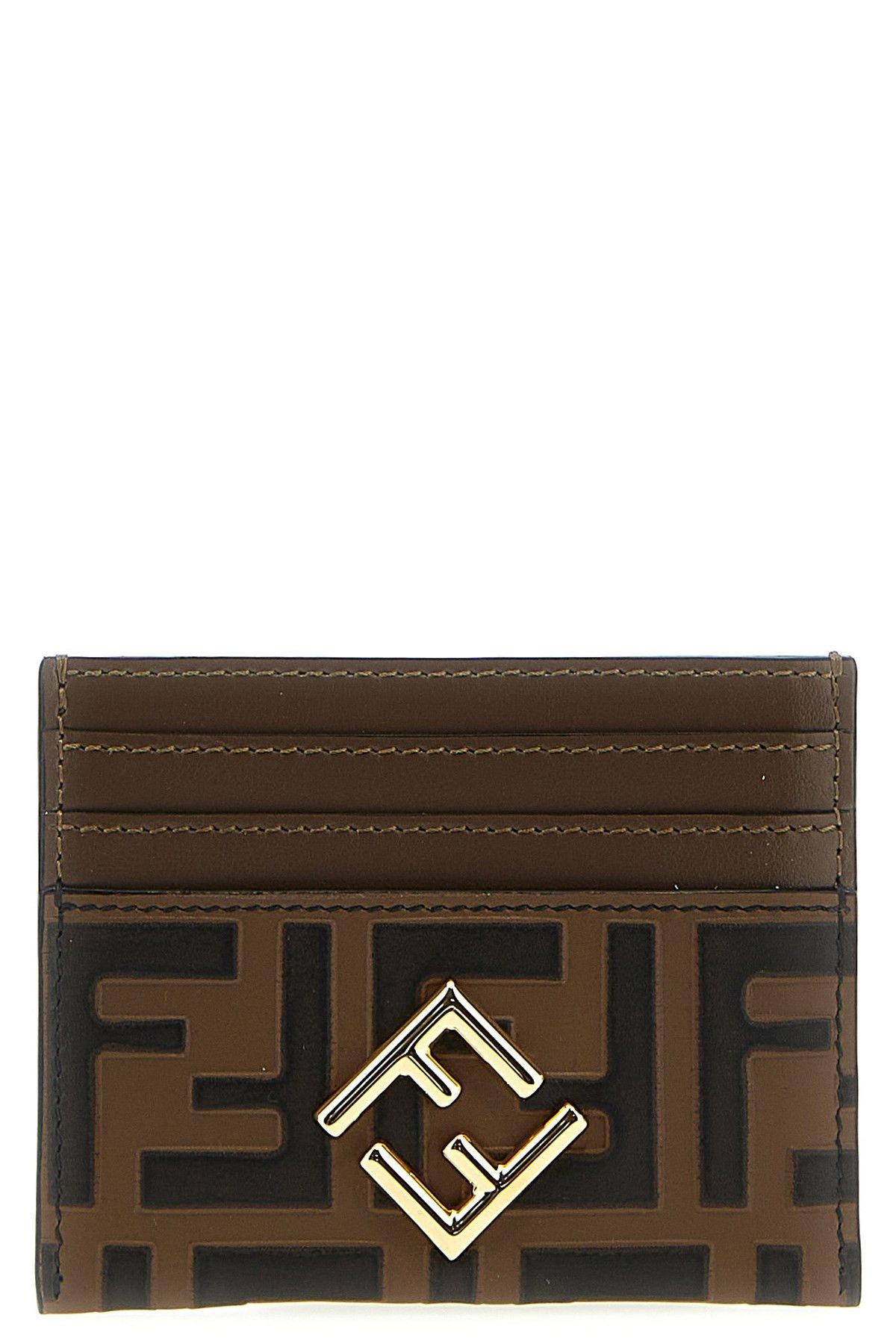 image of Fendi 'ff Diamonds' Card Holder in Brown, Women's
