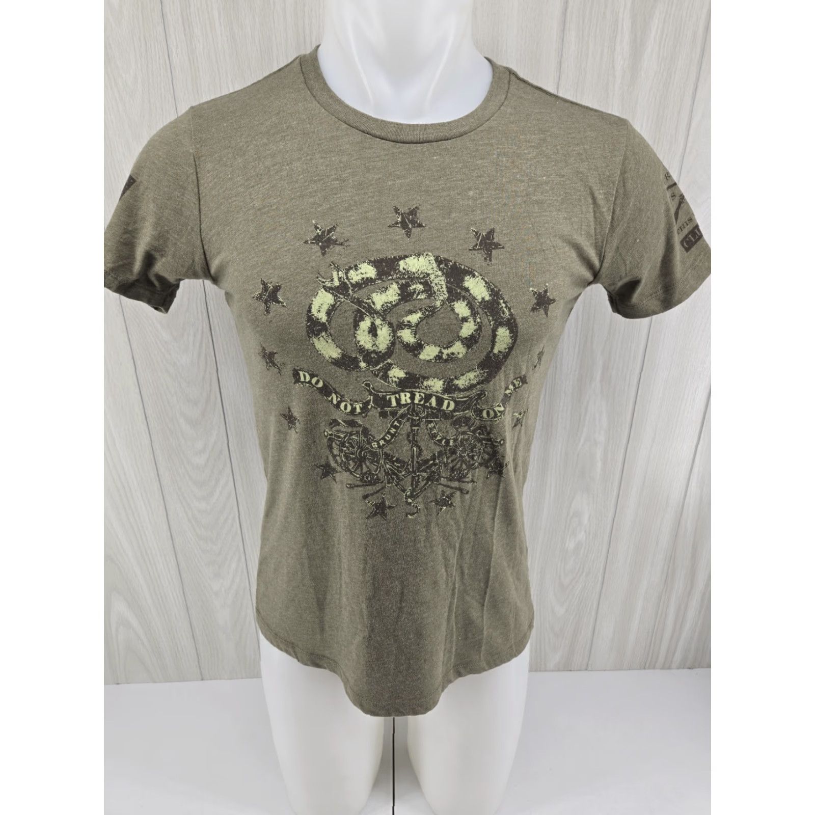 Vintage Grunt Style T-Shirt Women Green Do Not Tread On Me Crew Neck Short Sleeve Large Size L / US 10 / IT 46 - 2 Thumbnail