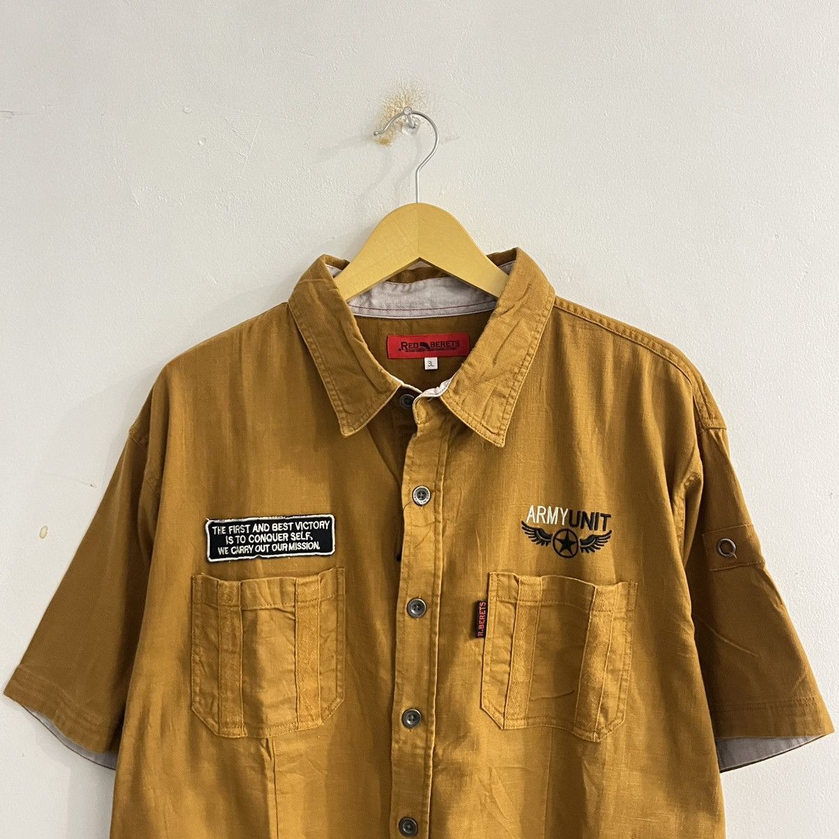 Japanese Brand Red Berets Military Brown Usaaf Shirt Size US XXL / EU 58 / 5 - 2 Thumbnail