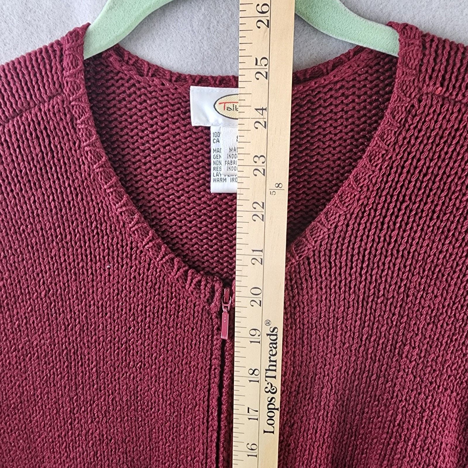 Talbots Talbots Maroon Zip-Up Cotton Knit Cardigan w/Pockets Small Size S / US 4 / IT 40 - 4 Thumbnail